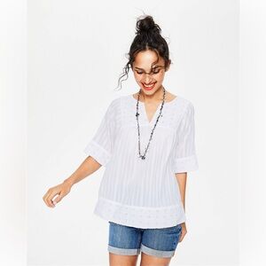 BODEN White Helene Broderie Cotton Blouse Top Size 6